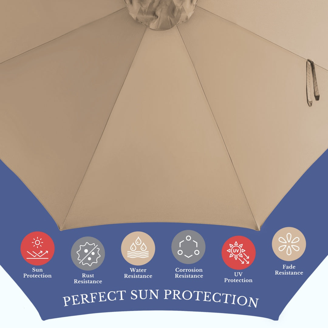 9.8 ft Cantilever Patio Umbrella – UPF 50+, Crank Tilt, Vented Canopy, 73.2 Sq Ft Shade