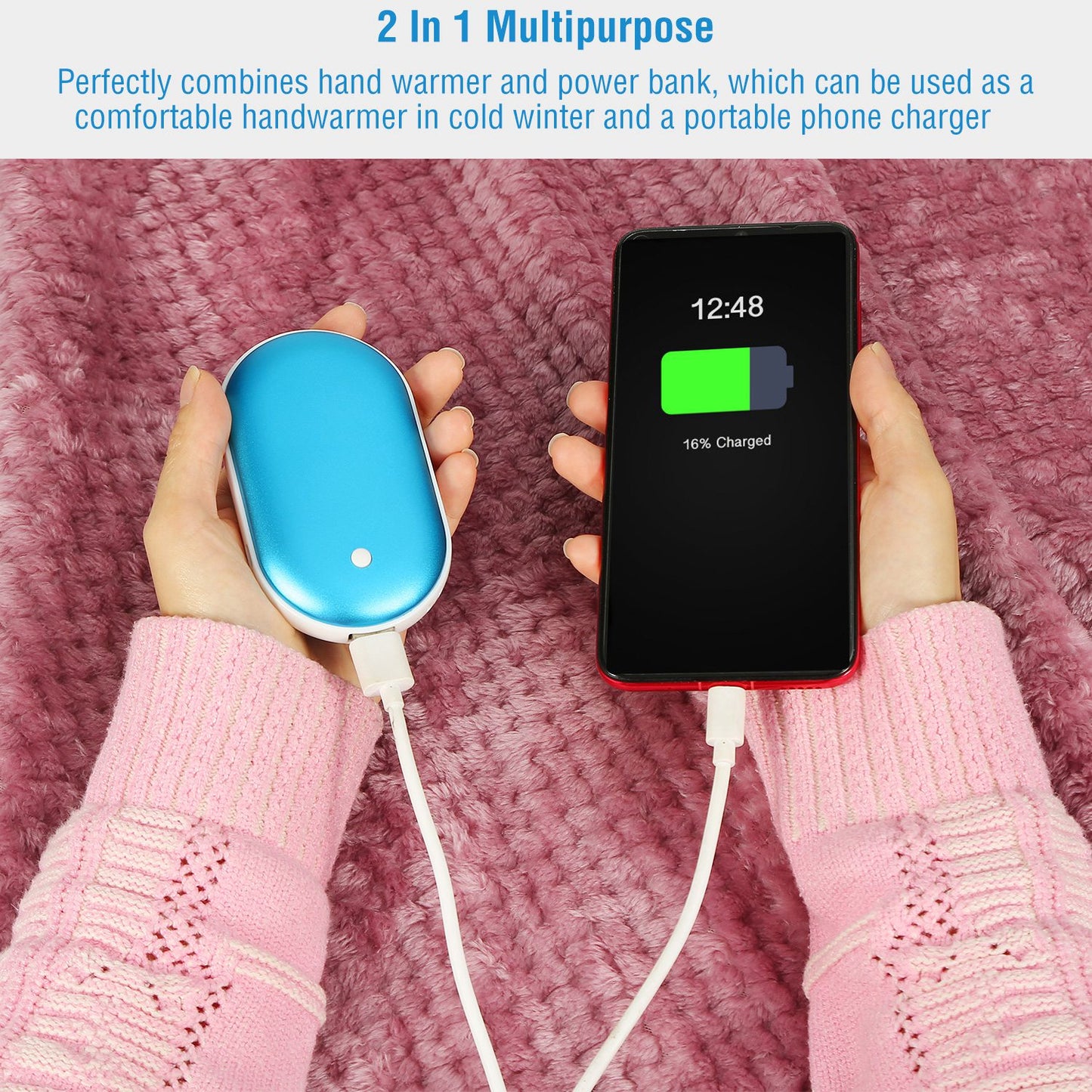 Rechargeable Hand Warmer & 5000mAh Power Bank – Dual-Function Pocket Heater