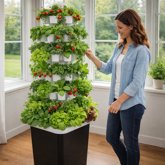 30-Plant Vertical Hydroponic Growing System Tower - Indoor Outdoor Garden Kit