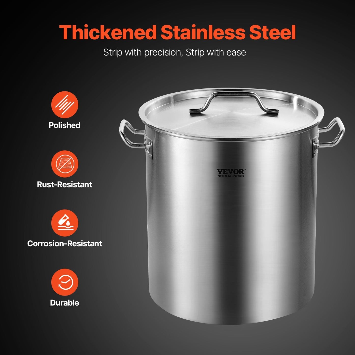 VEVOR 42Qt Stainless Steel Stockpot - Commercial Grade with Strainer & Lid