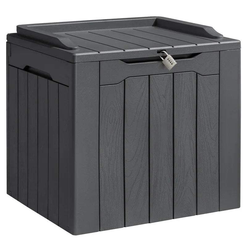 31 Gallon Outdoor Deck Box in Resin with Seat, Black