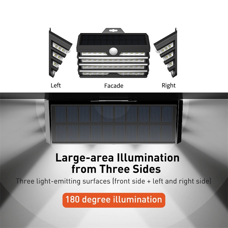 Solar Motion Sensor Light 2600LM - 180° Three-Panel Security Flood Light