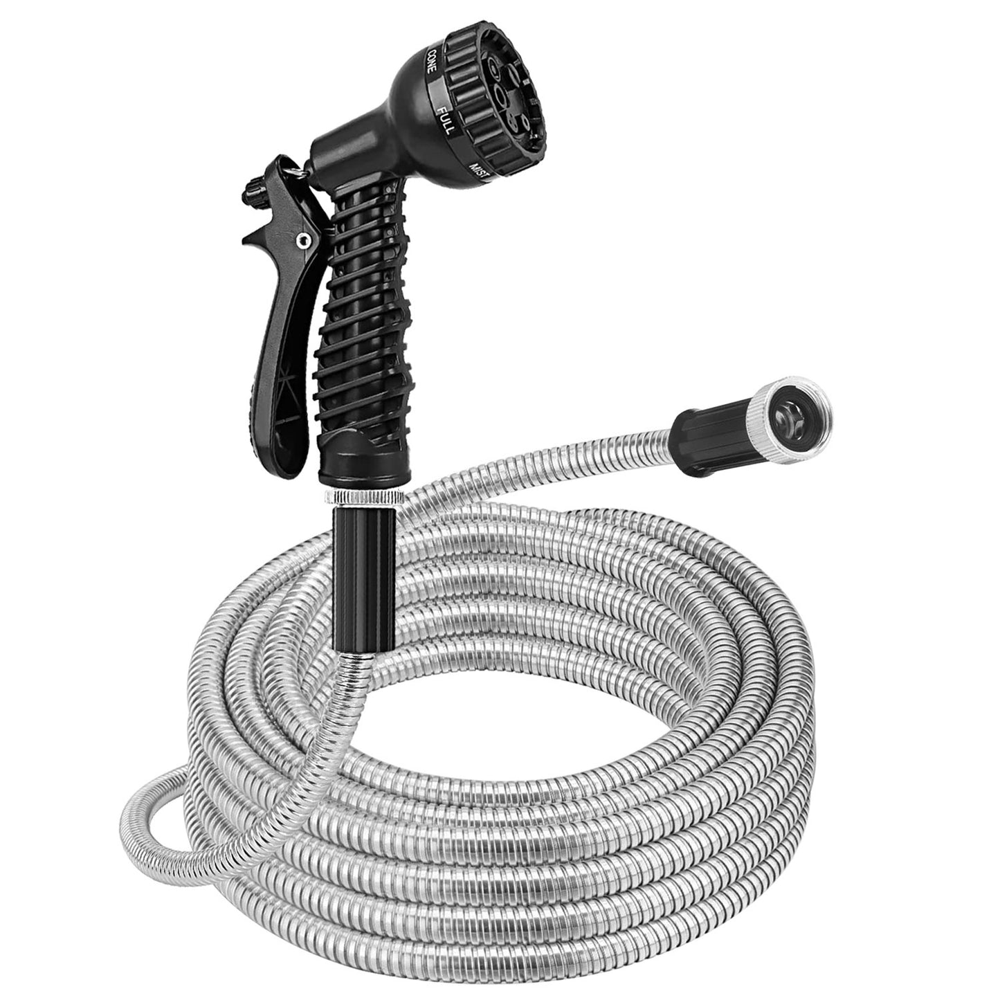 Heavy Duty Stainless Steel Garden Hose with Dual Spray Nozzles