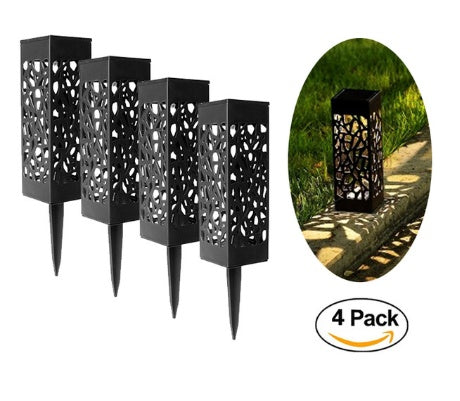 Solar Pathway Lights with Hollow Pattern Design – Waterproof Garden Stakes