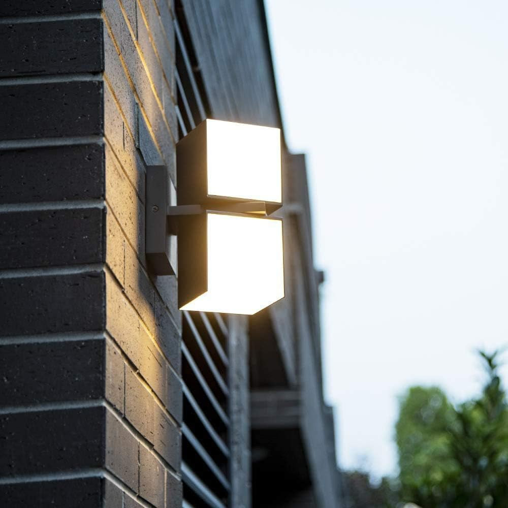 Cuba 3000K 1100LM LED Integrated Porch Wall Light Outdoor and Indoor Bedroom LED Wall Lantern Sconce-Black