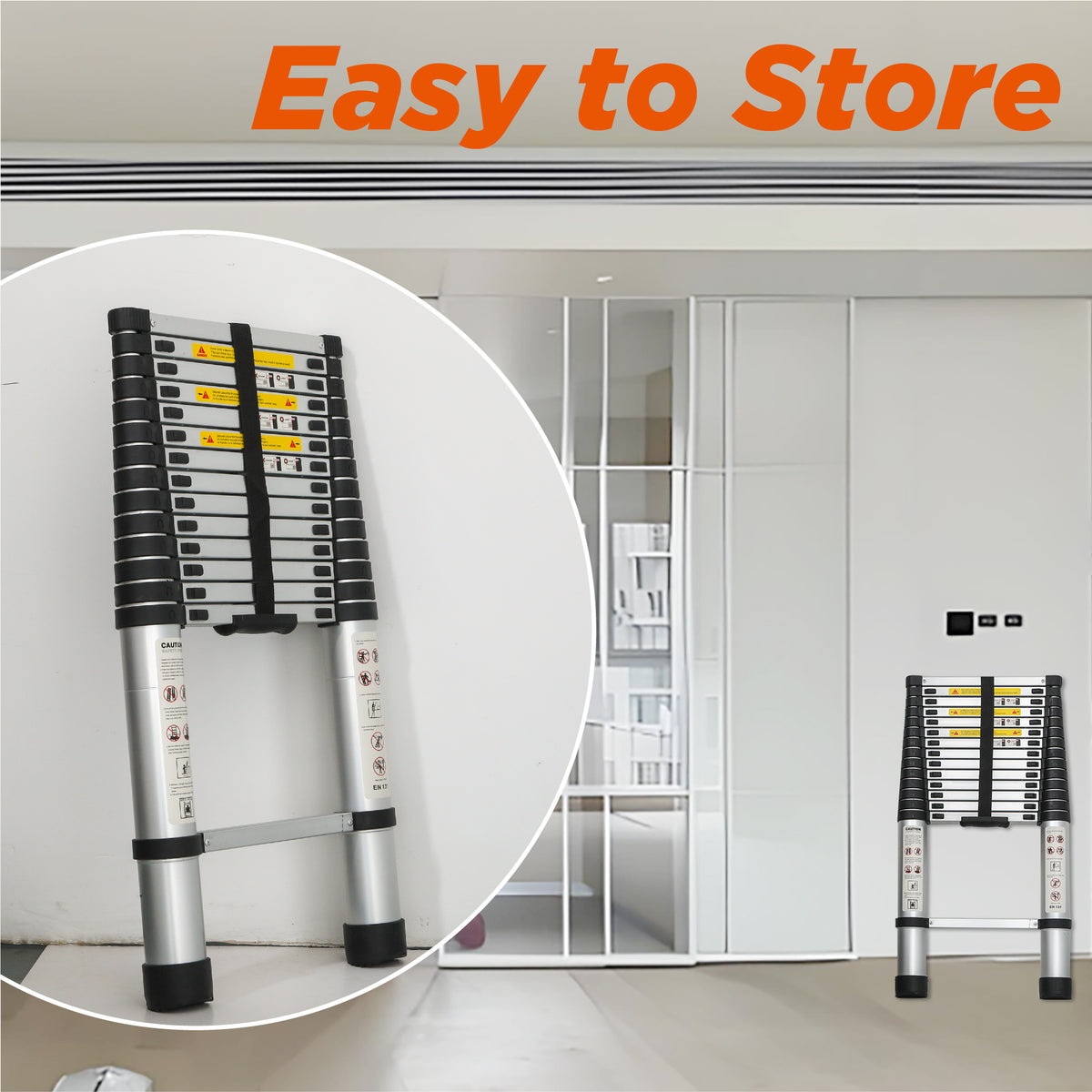 14.5 FT Telescoping Aluminum Ladder - Lightweight Extension Ladder