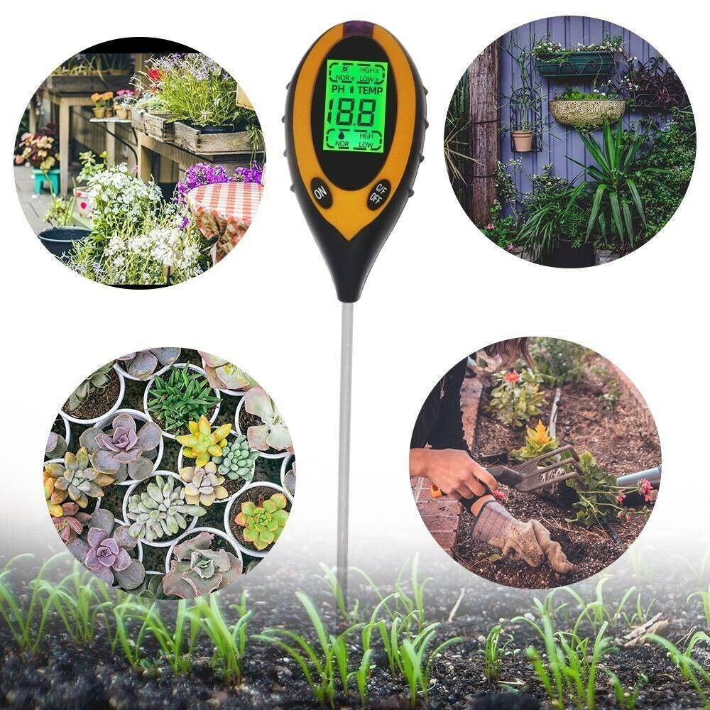 4 in 1 LCD Digital Soil Tester PH Water Moisture Temperature Sunlight Plant Test