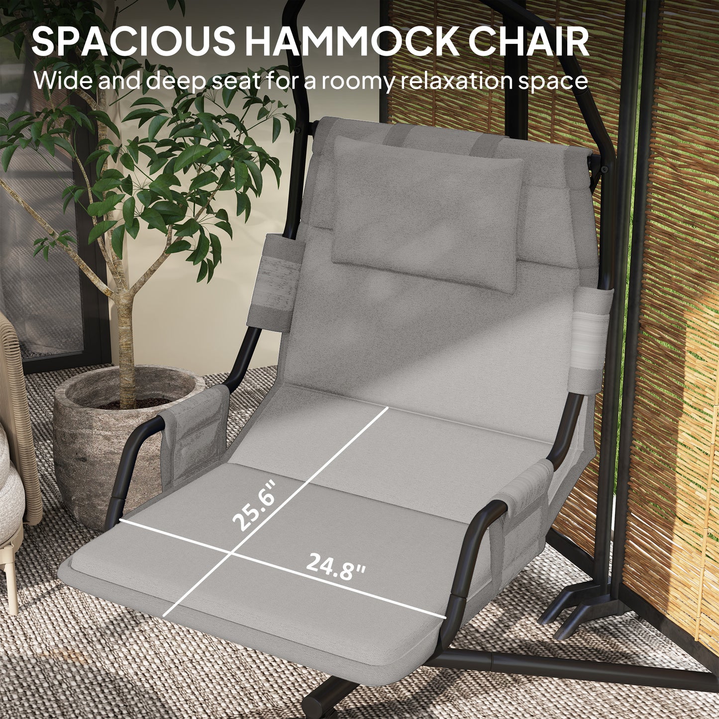 Hanging Hammock Chair with Stand & Cushion – Indoor Outdoor Swing