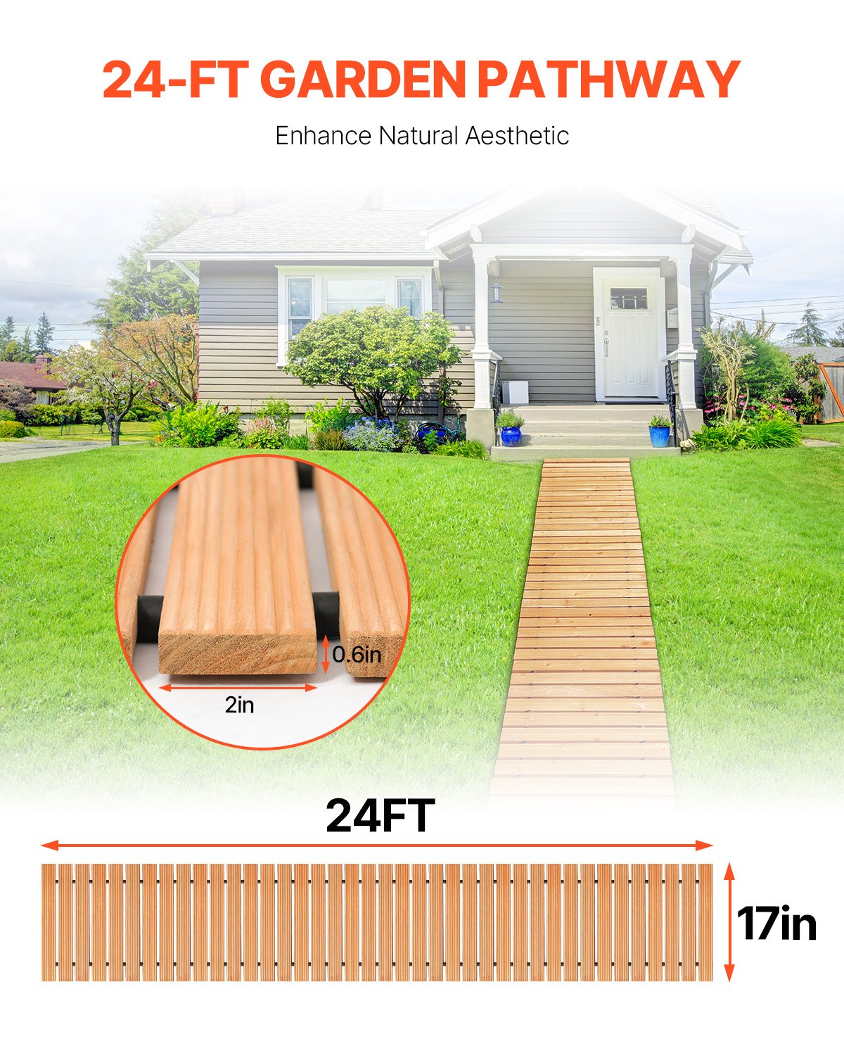 Roll-Out Cedar Garden Pathway | Weather-Resistant, Non-Slip Walkway
