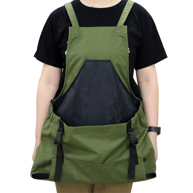 Cotton Canvas Garden Apron with Harvest Pocket, Adjustable