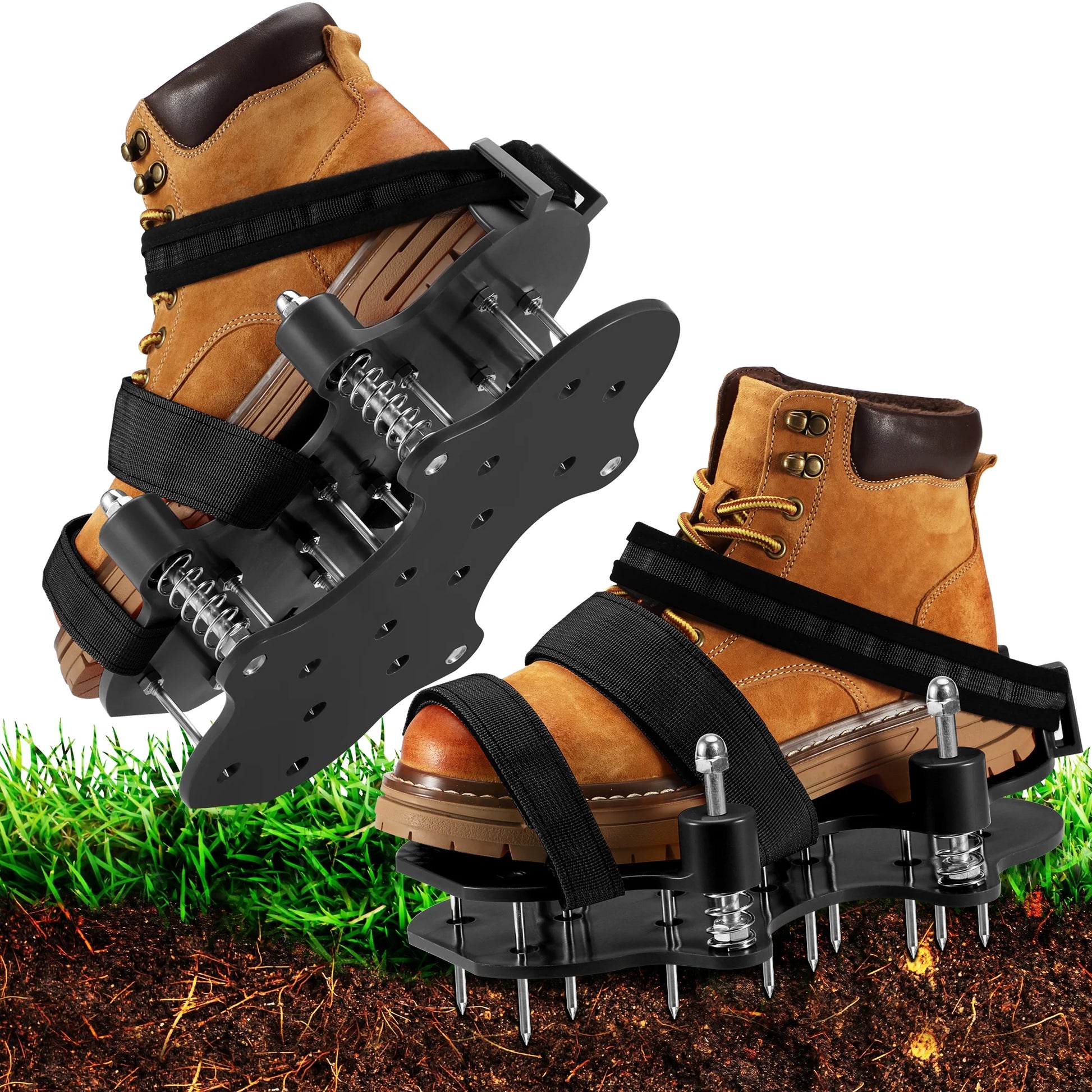 Lawn Aerator Shoes Garden Lawn Shoes with Spikes Black