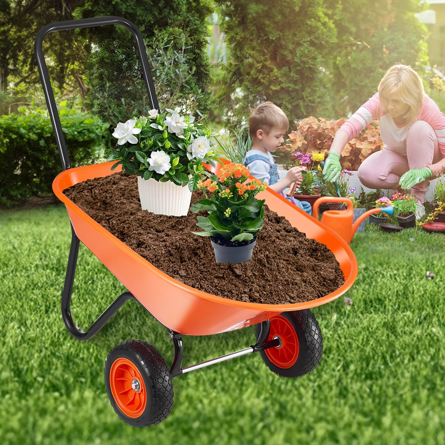 5 Cu. Ft. 2-Wheel Garden Dump Cart with 397 Lb Capacity & Foam Tires