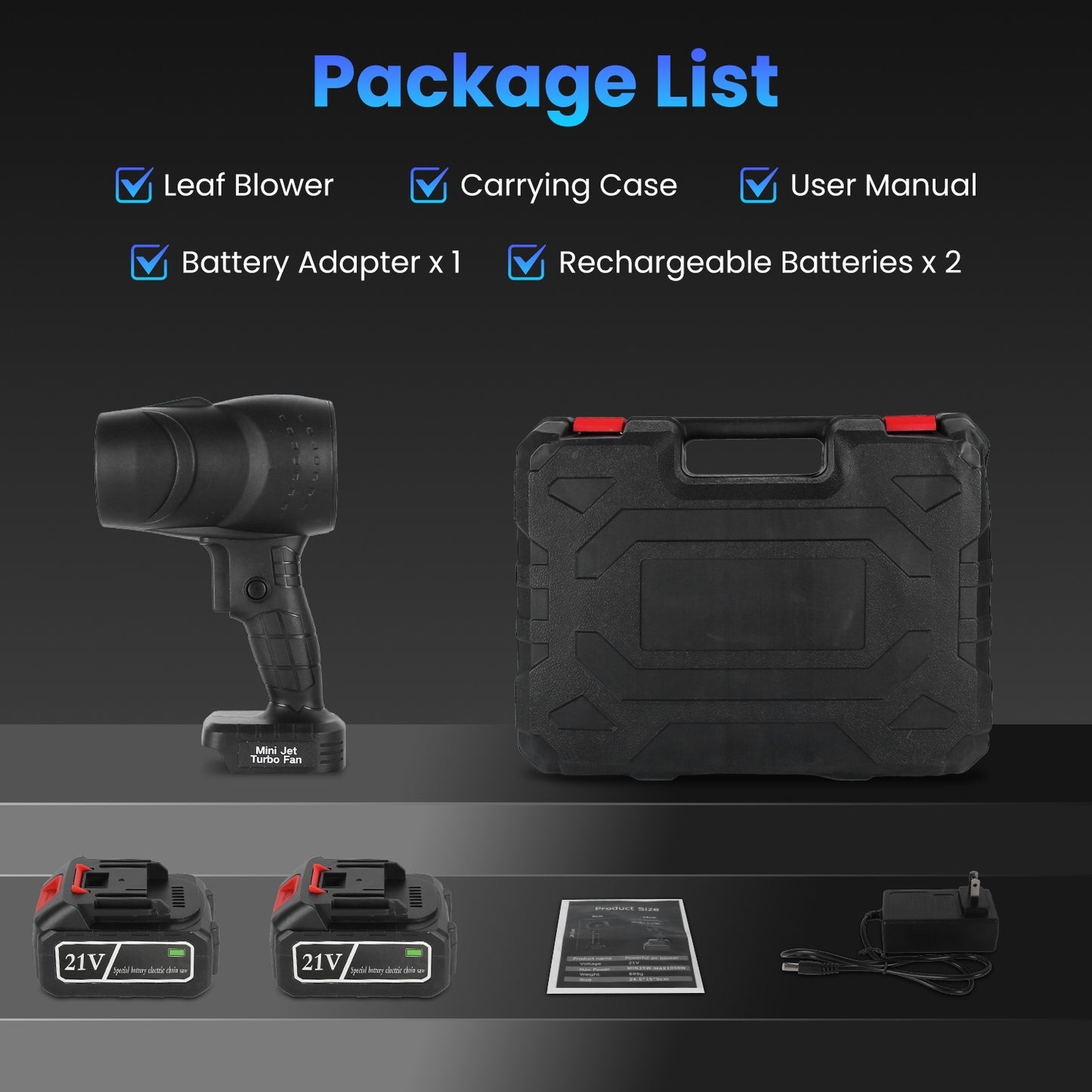 130000RPM Mini Cordless Leaf Blower with 2x 3Ah Batteries – Jet Blower
