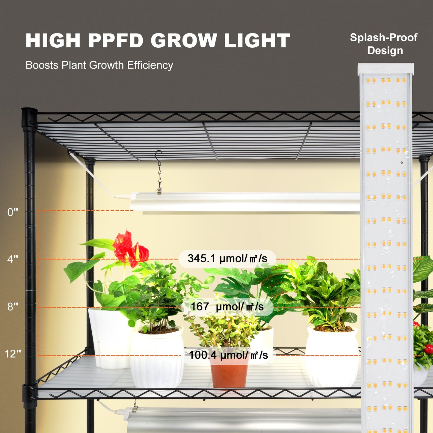 4-Tier Indoor Plant Stand with Full Spectrum Grow Lights