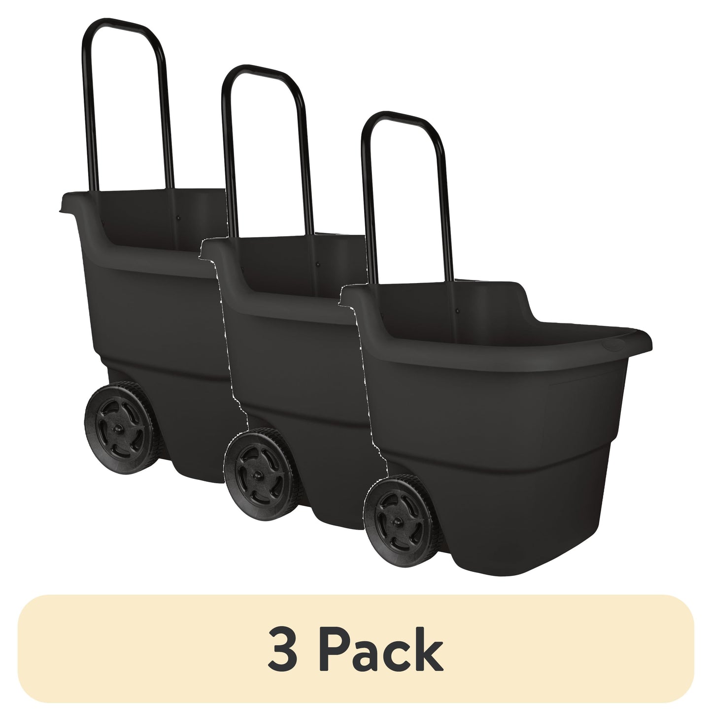 (3 Pack)  15-Gal Lawn & Garden Cart, Durable Resin Material, Assembled L: 20.75", W: 22.5", H: 35.75"