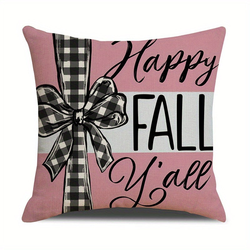 Fall Pumpkin & Maple Leaf Pillow Covers 18x18 - 4 Pack Farmhouse Autumn Decor