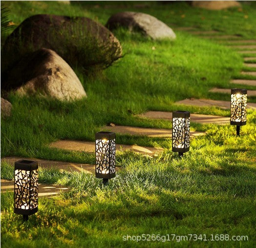 Solar Pathway Lights with Hollow Pattern Design – Waterproof Garden Stakes