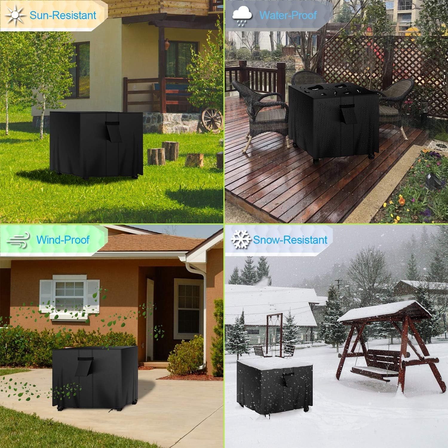 Gas Fire Pit Cover Square 40X40X25 Inch Fire Pit Table Protective Cover for Outdoor Patio Garden Waterproof and Anti-Fade