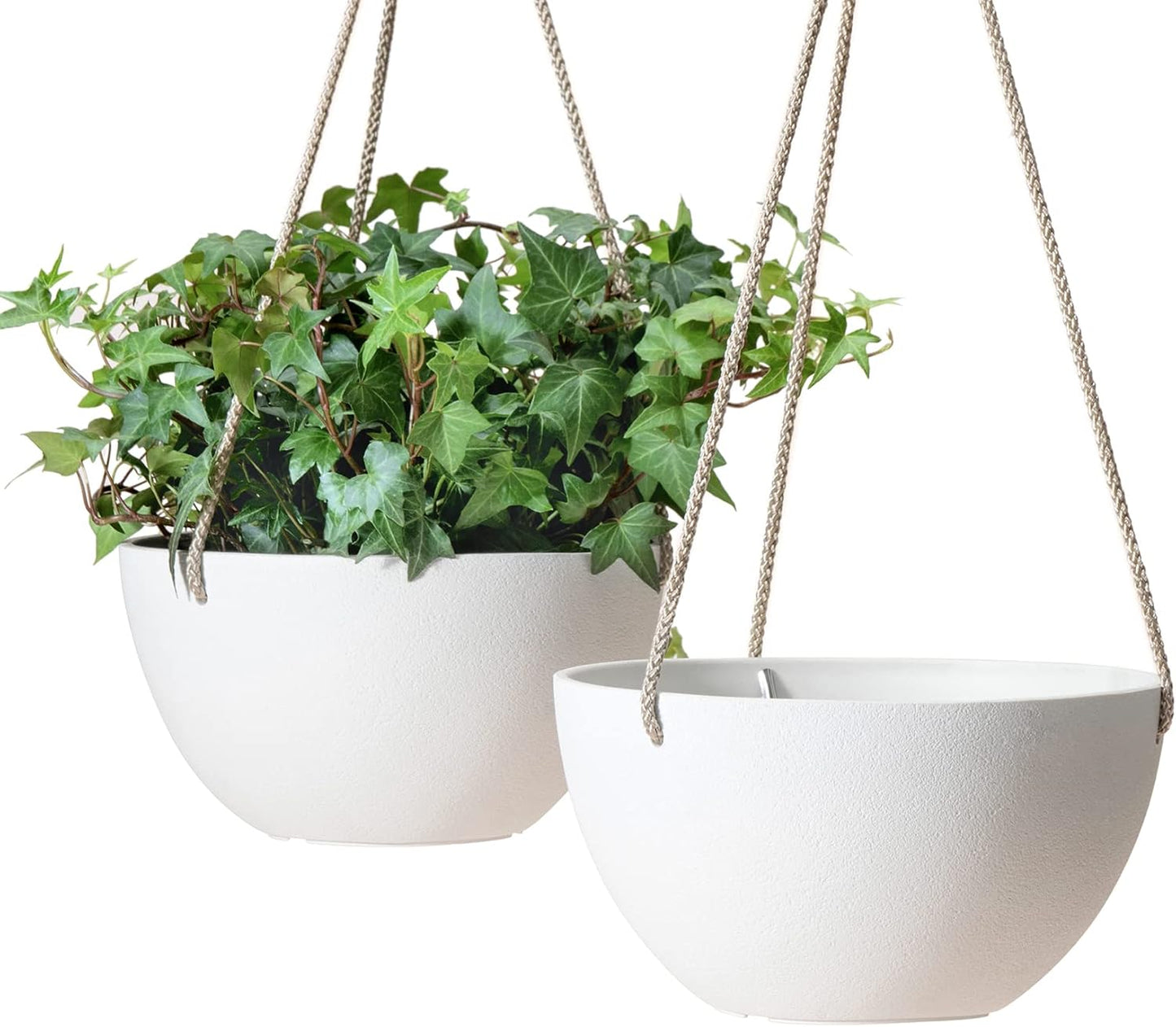 Hanging Planter Flower Plant Pots - 10 Inch Indoor Outdoor Balcony Patio Hanging Basket Set of 2, Marble Pattern