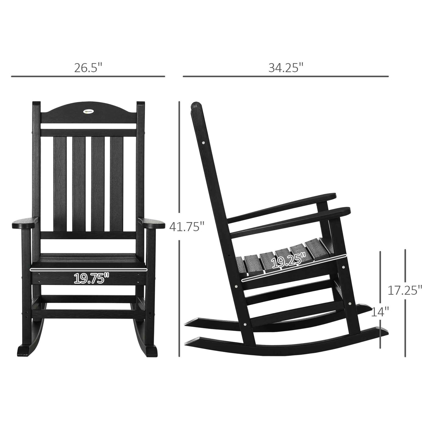 2-Piece Outdoor Rocking Chair Set – Weatherproof HDPE with Armrests