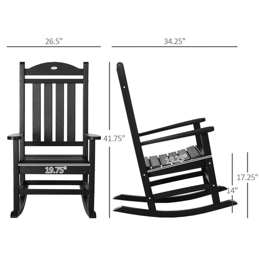 2-Piece Outdoor Rocking Chair Set – Weatherproof HDPE with Armrests