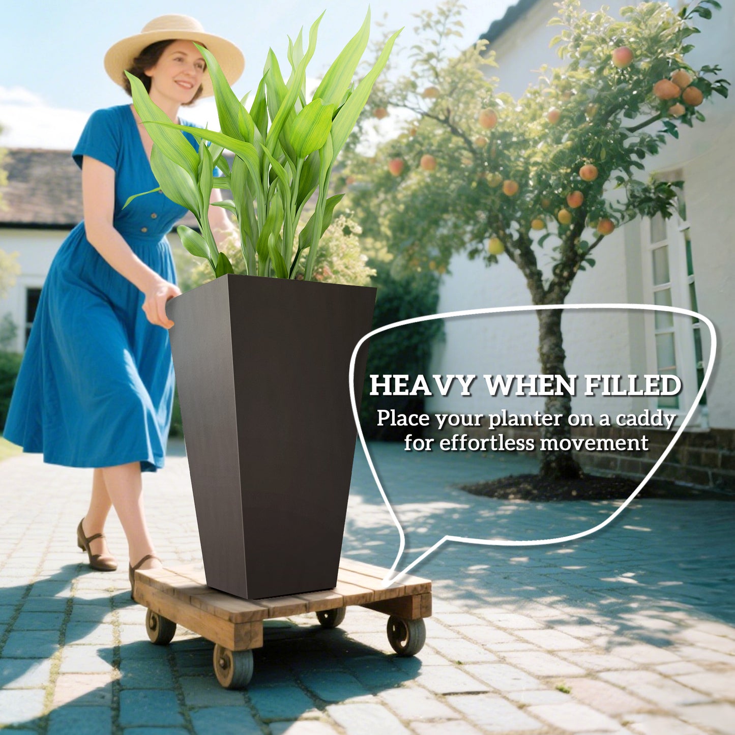 Tall Square Planter Set - Weather-Resistant Indoor/Outdoor Plant Pots