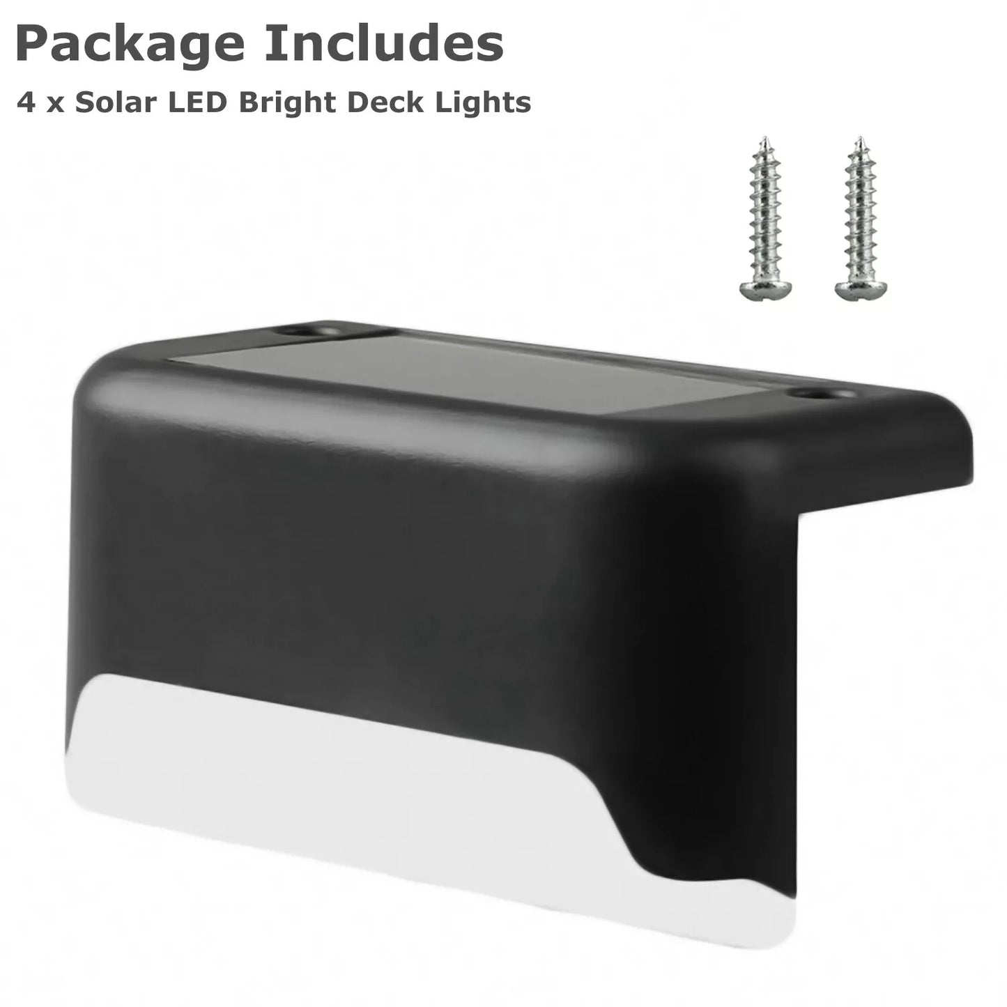 Solar Deck Lights Outdoor 4 Pack, Waterproof LED Step and Stair Lights, Black