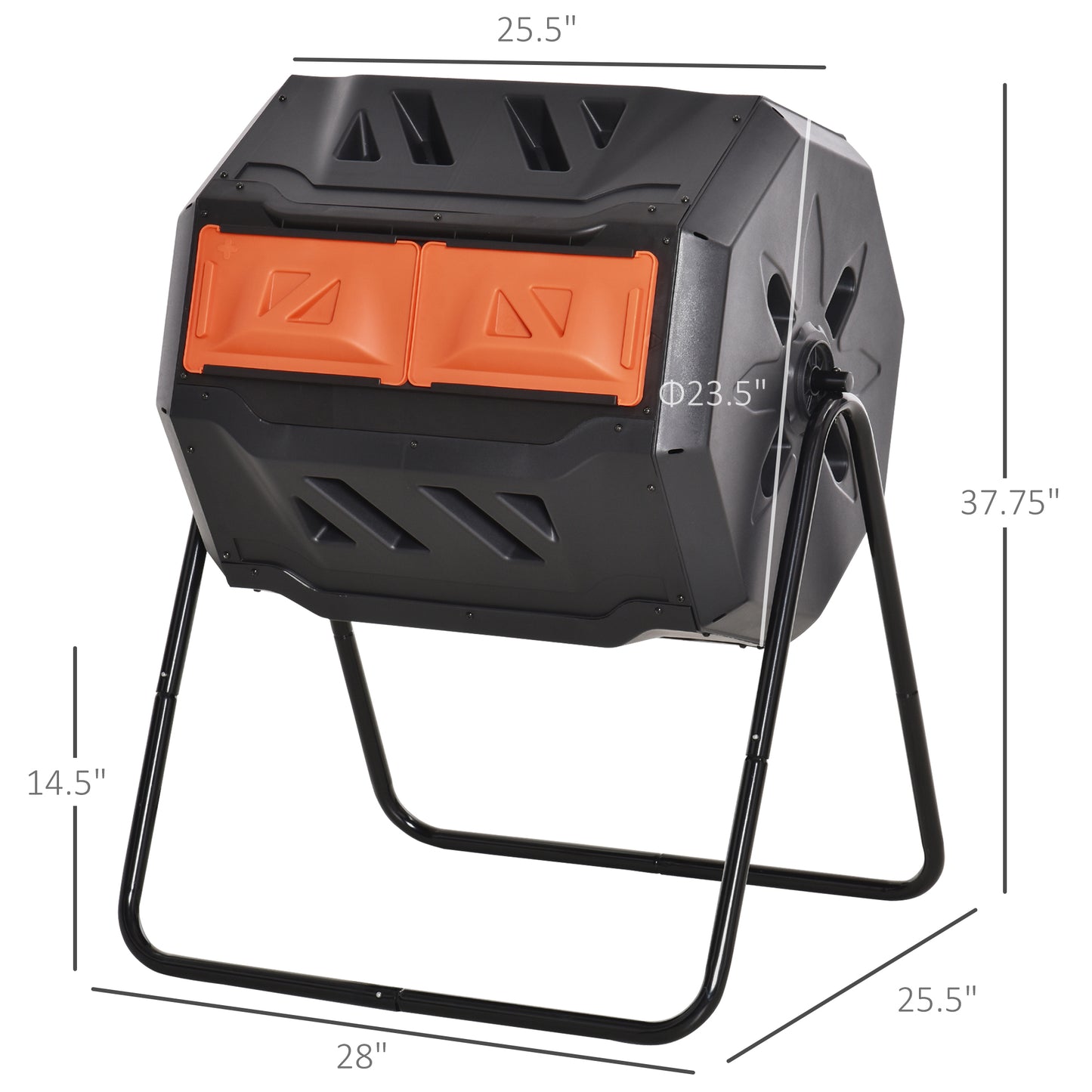 Dual Chamber Rotating Compost Bin 43 Gallon Outdoor Tumbling Composter