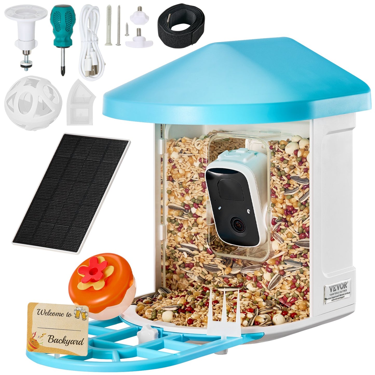 VEVOR Smart Bird Feeder with 2K HD Camera & AI Species Identification