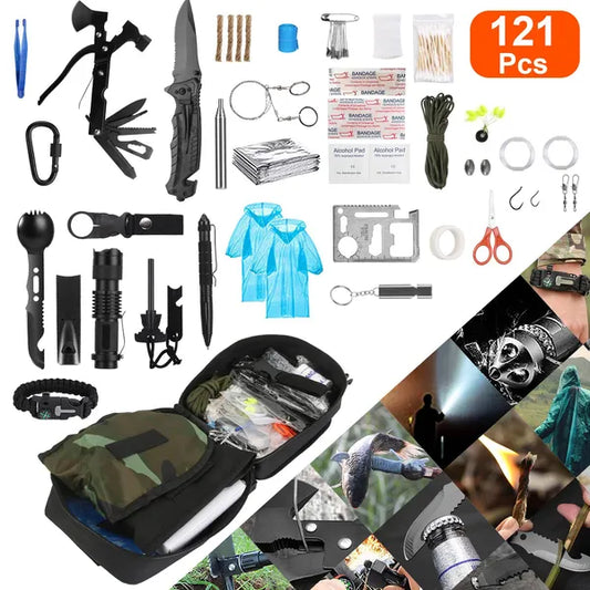 121-Piece Professional Survival & Emergency Kit for Outdoor Adventure