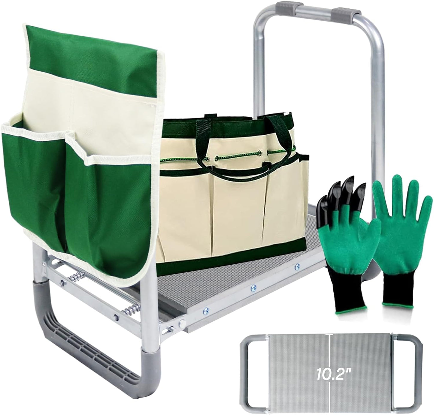 Garden Kneeler and Seat Stool Heavy Duty Garden Folding Bench with Large Removabletool Pocket Gloves and Soft EVA Kneeling Pad for Gardening Lovers