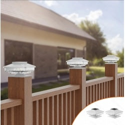 Solar Post Cap Lights 4 Pack - Waterproof LED for 4x4 5x5 6x6 Wood Fence Posts