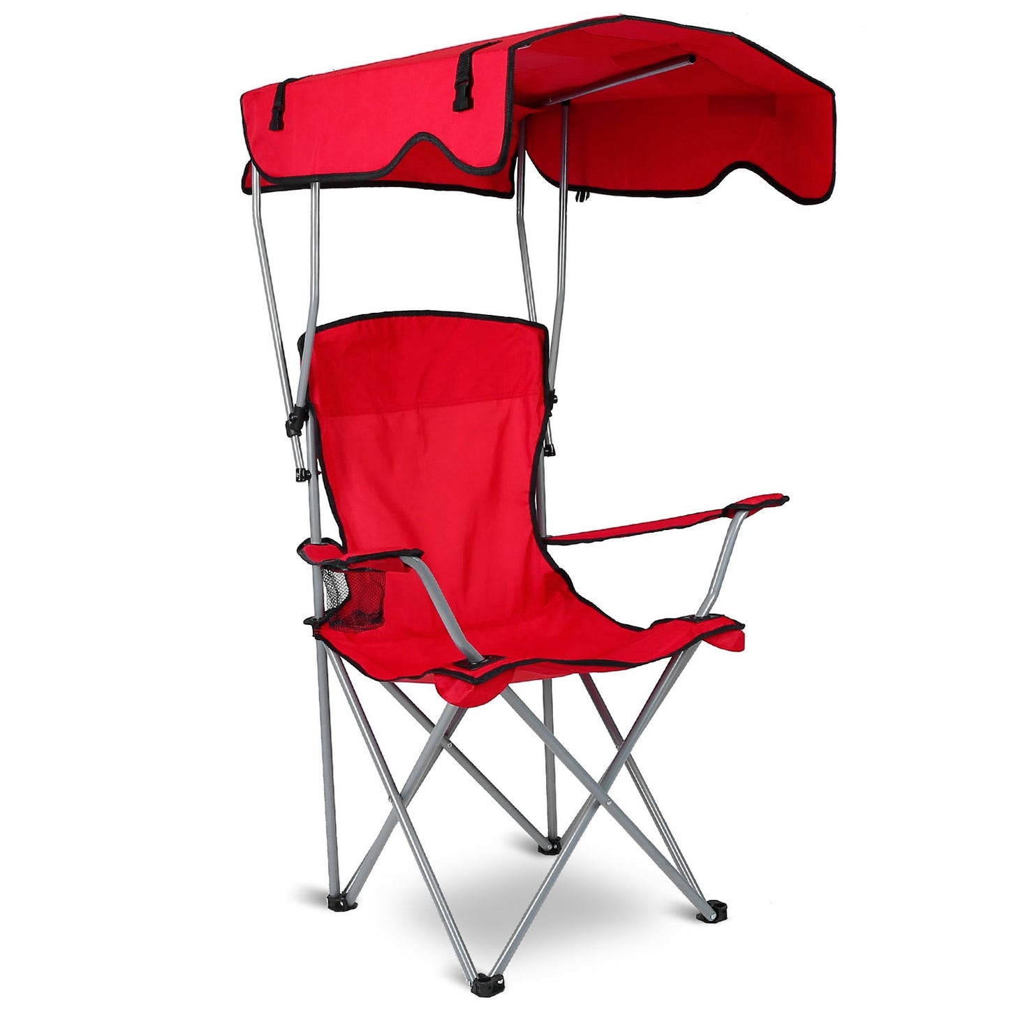 Foldable Camping Chair with Canopy & Cup Holder - 330 lbs Capacity