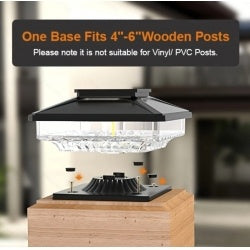 Solar Post Cap Lights 6 Pack - Waterproof LED for 4x4 5x5 6x6 Wood Fence Posts