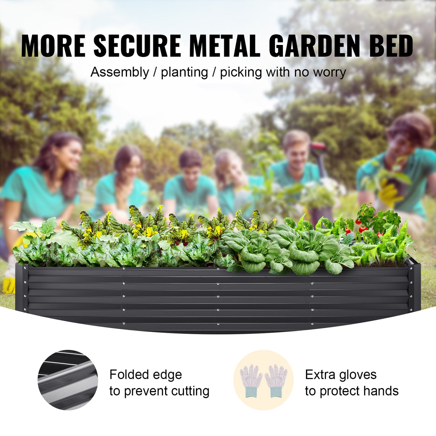 VEVOR Galvanized Raised Garden Bed – 94.5" x 47.2" x 23.6" Metal Planter Box