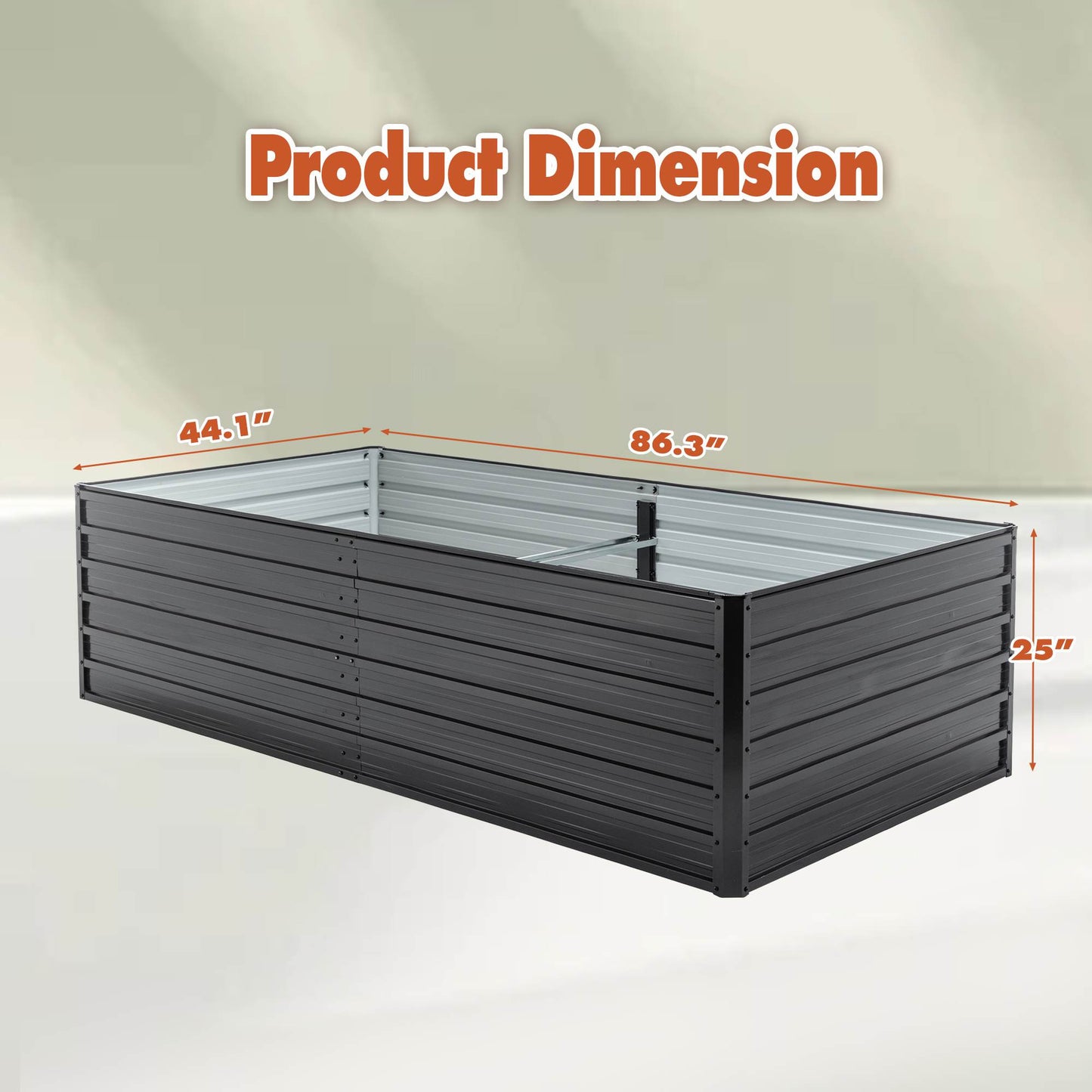 Galvanized Raised Garden Bed Kit - Heavy Duty Metal Planter Bed - Black