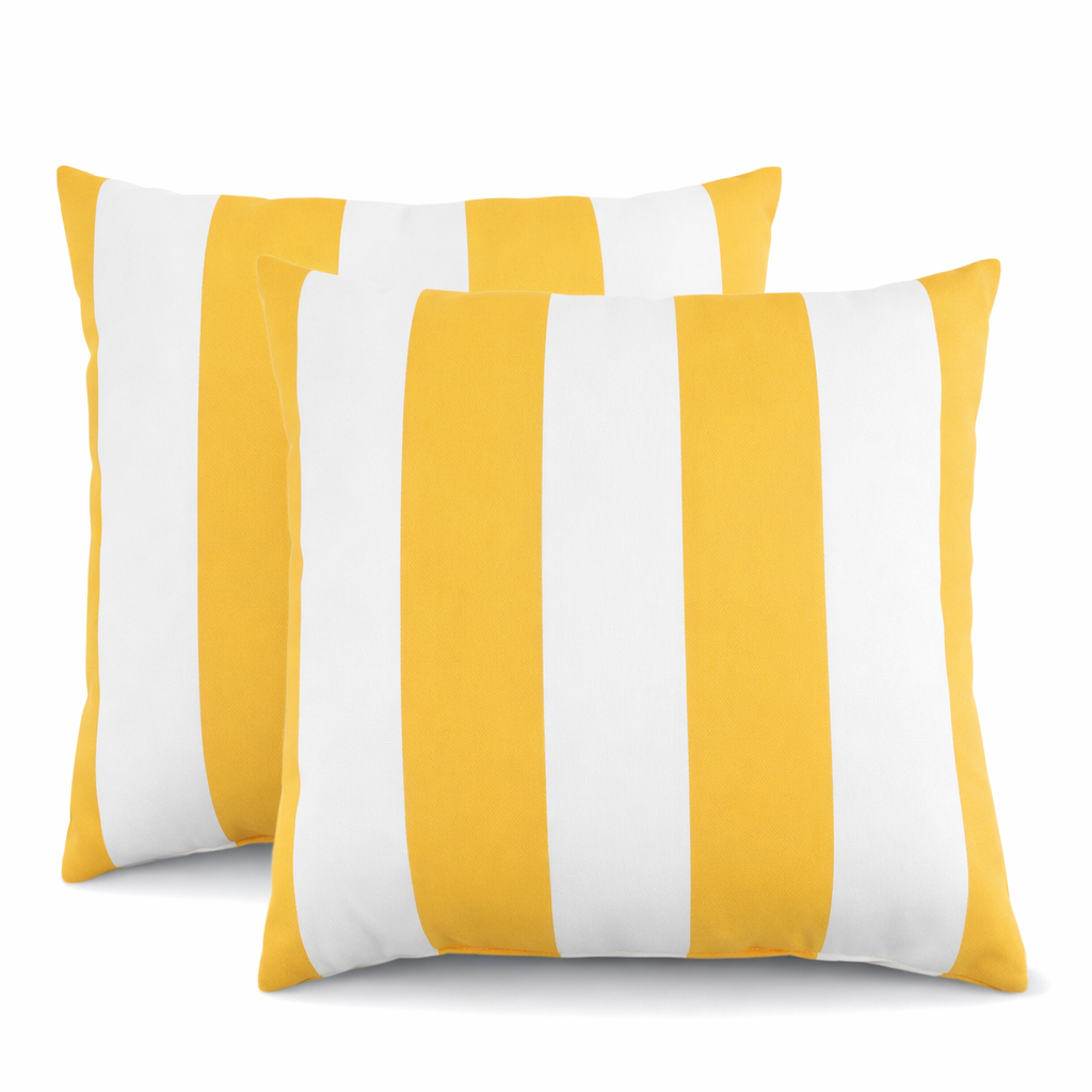 Waterproof Outdoor Throw Pillows 18x18 Stripe Set of 2 – Green or Yellow