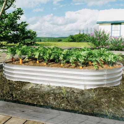 8x4x1ft Galvanized Metal Raised Garden Bed - Heavy-Duty Planter for Vegetables & Flowers