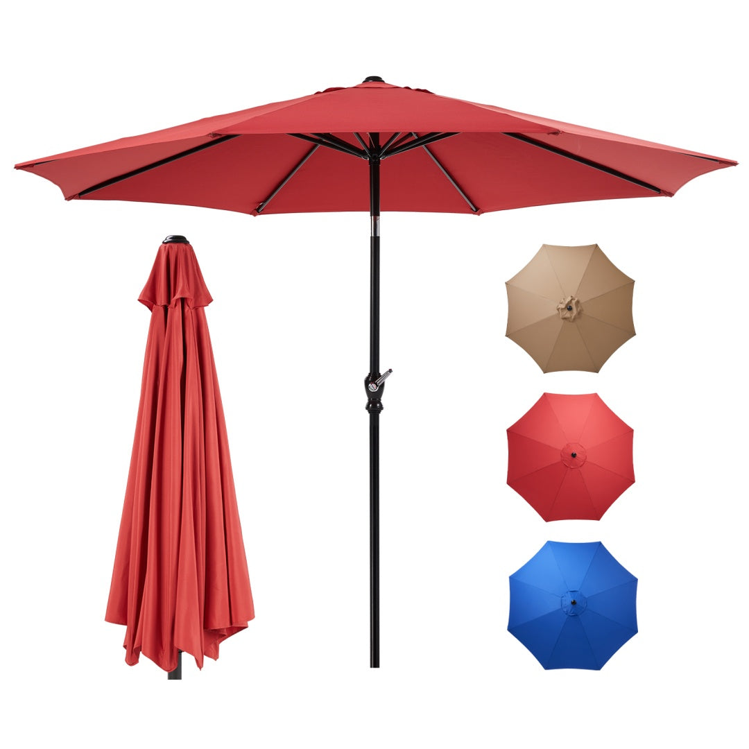 9 ft Outdoor Patio Umbrella with Push Button Tilt & Crank – 8 Rib