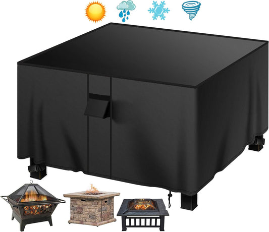 Gas Fire Pit Cover Square 40X40X25 Inch Fire Pit Table Protective Cover for Outdoor Patio Garden Waterproof and Anti-Fade