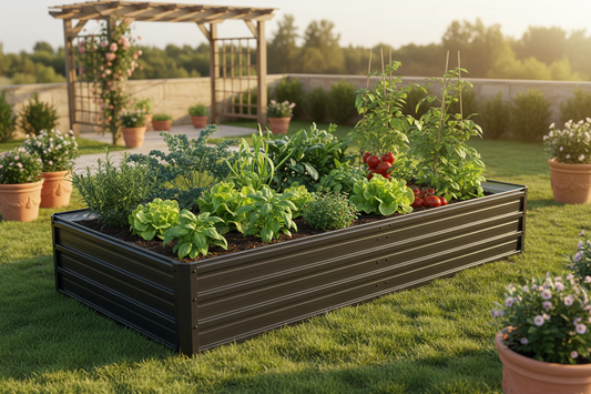 Galvanized Raised Garden Bed Kit - Heavy Duty Metal Planter Bed - Black
