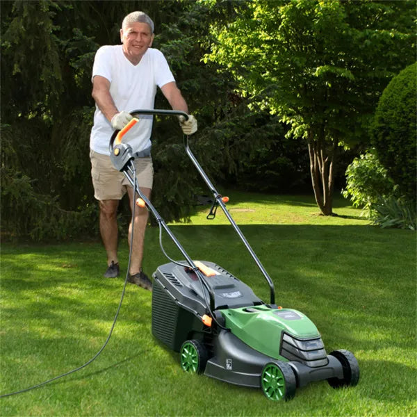 12-Amp Corded Electric Lawn Mower with Dual Safety Switch & 1500W Power