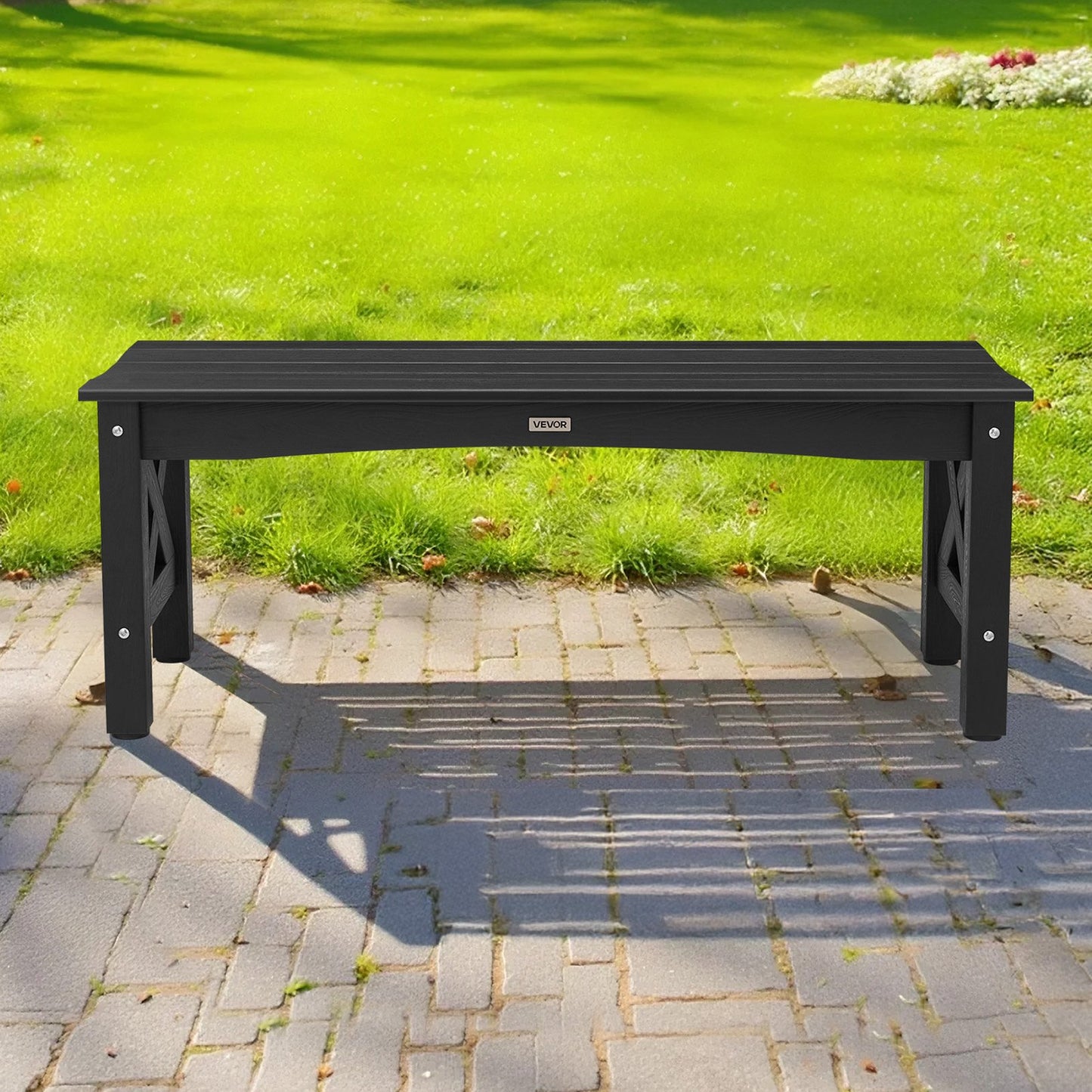 Outdoor Patio Bench 44.5" Weatherproof HDPE — Seats 2, 600 lb Capacity