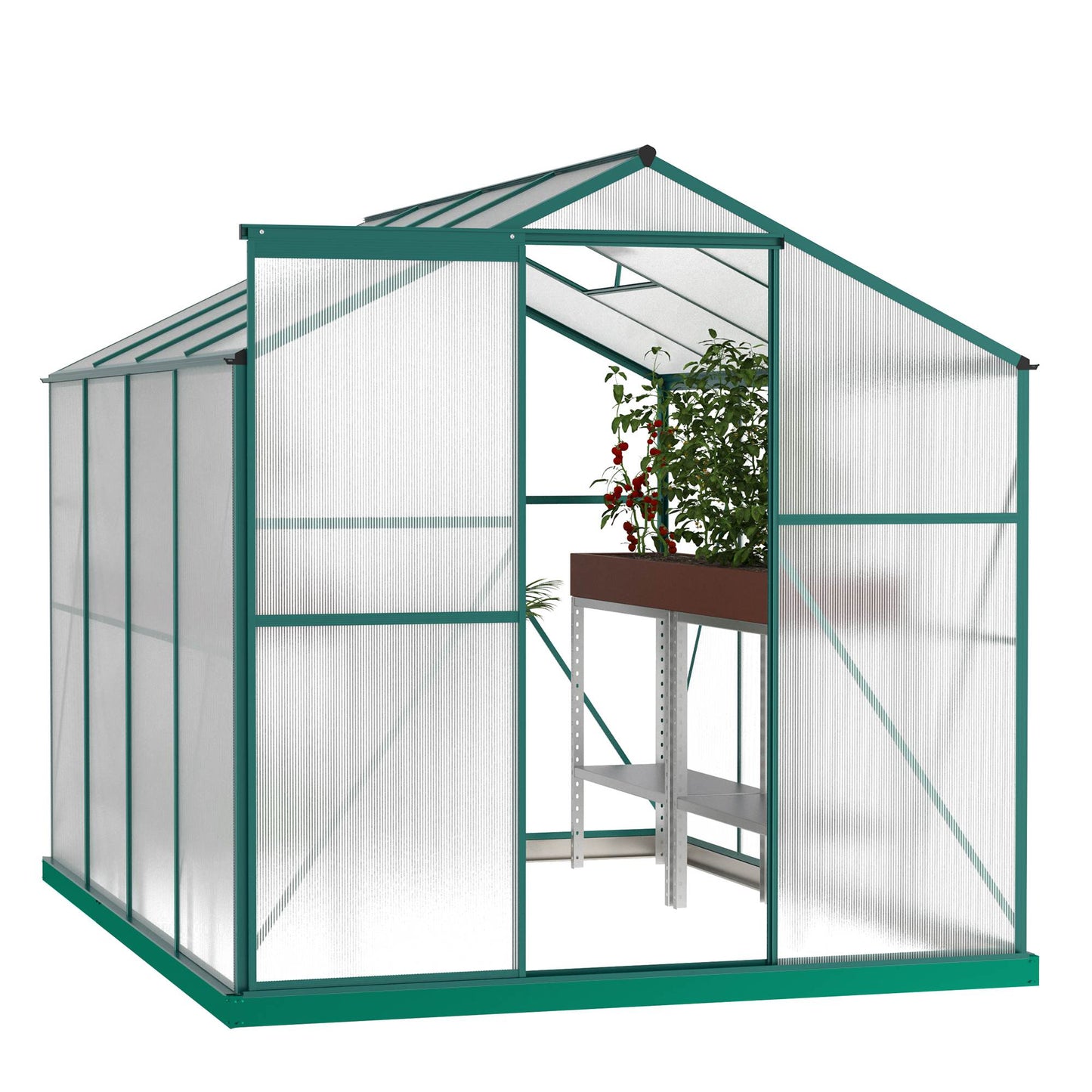 6x8 Ft Polycarbonate Greenhouse - Heavy Duty Walk-In Garden Greenhouse