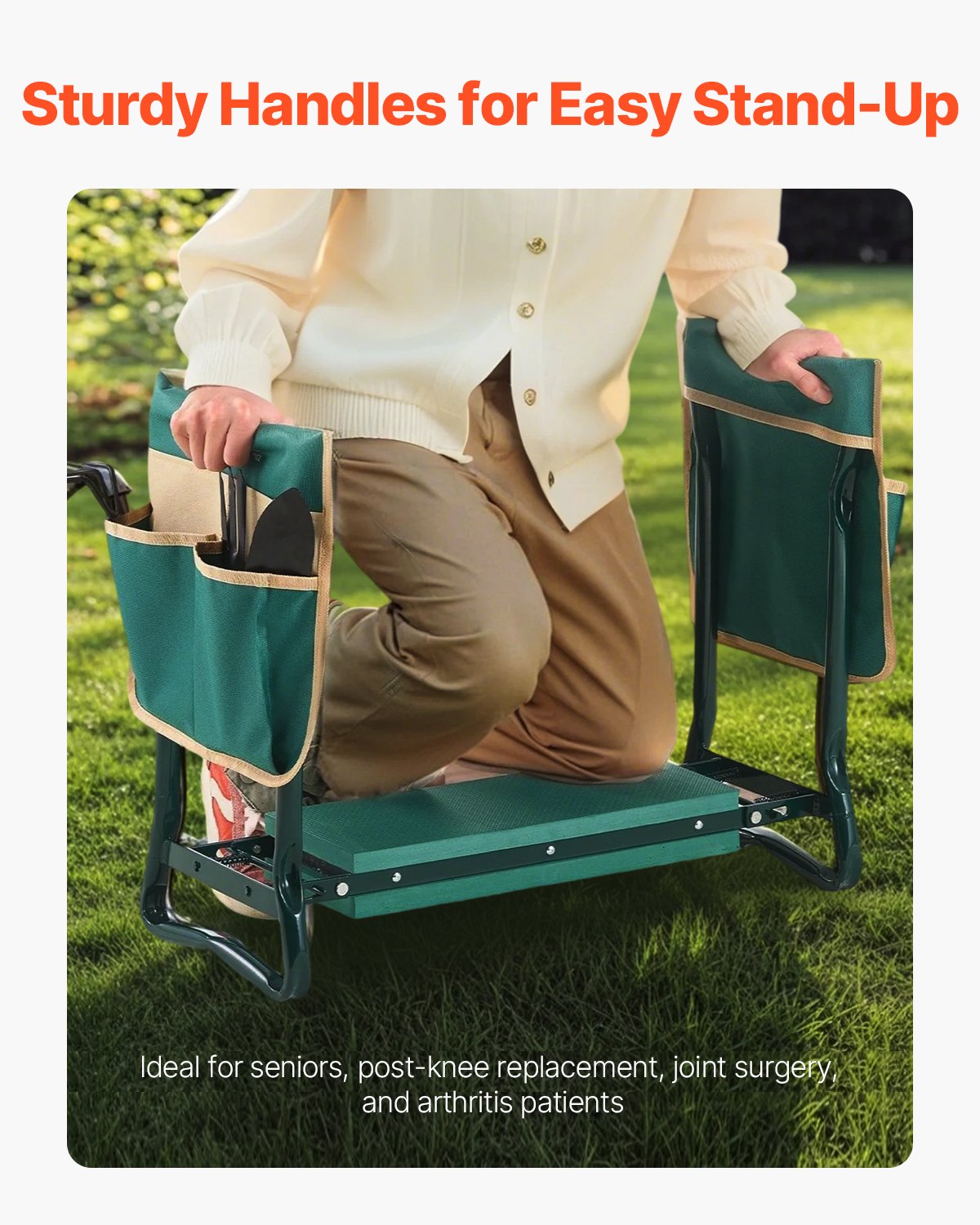 Folding Garden Kneeler & Seat with 2 Tool Bags, 330 lb Capacity