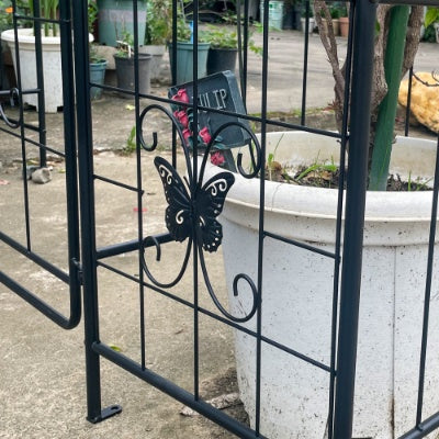 Iron Garden Arch Arbor with Gate & Lattice Panels – Easy Assembly, Climbing Plants