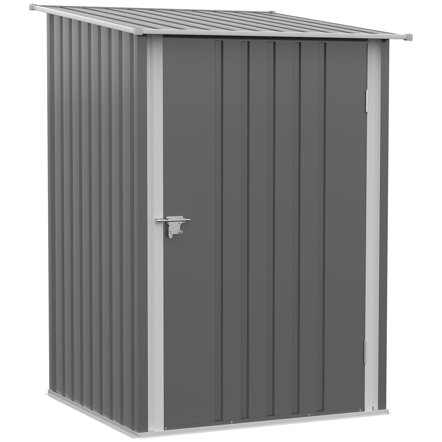 Lean-To Outdoor Storage Shed – Galvanized Steel, Lockable, 10 sq ft, Gray