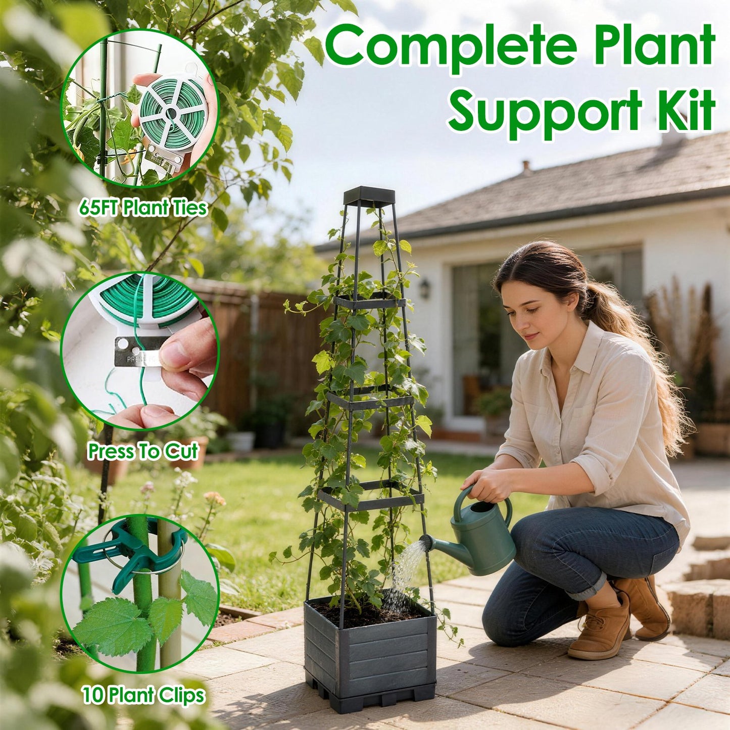 2-Pack Self-Watering Planter Box with Adjustable Trellis, 56in