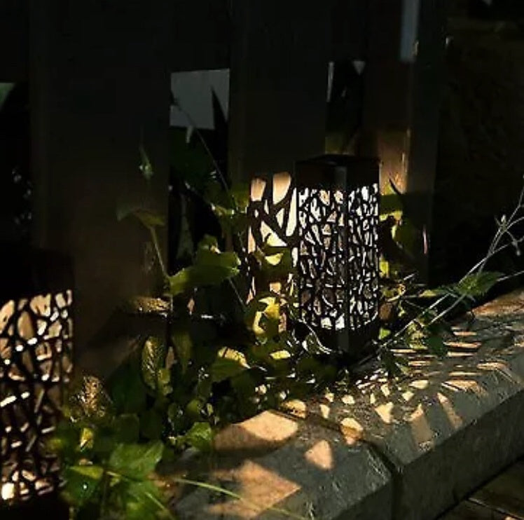 Solar Pathway Lights with Hollow Pattern Design – Waterproof Garden Stakes