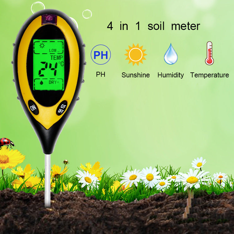 4-in-1 Digital Soil Tester - pH Moisture Temperature Sunlight Meter